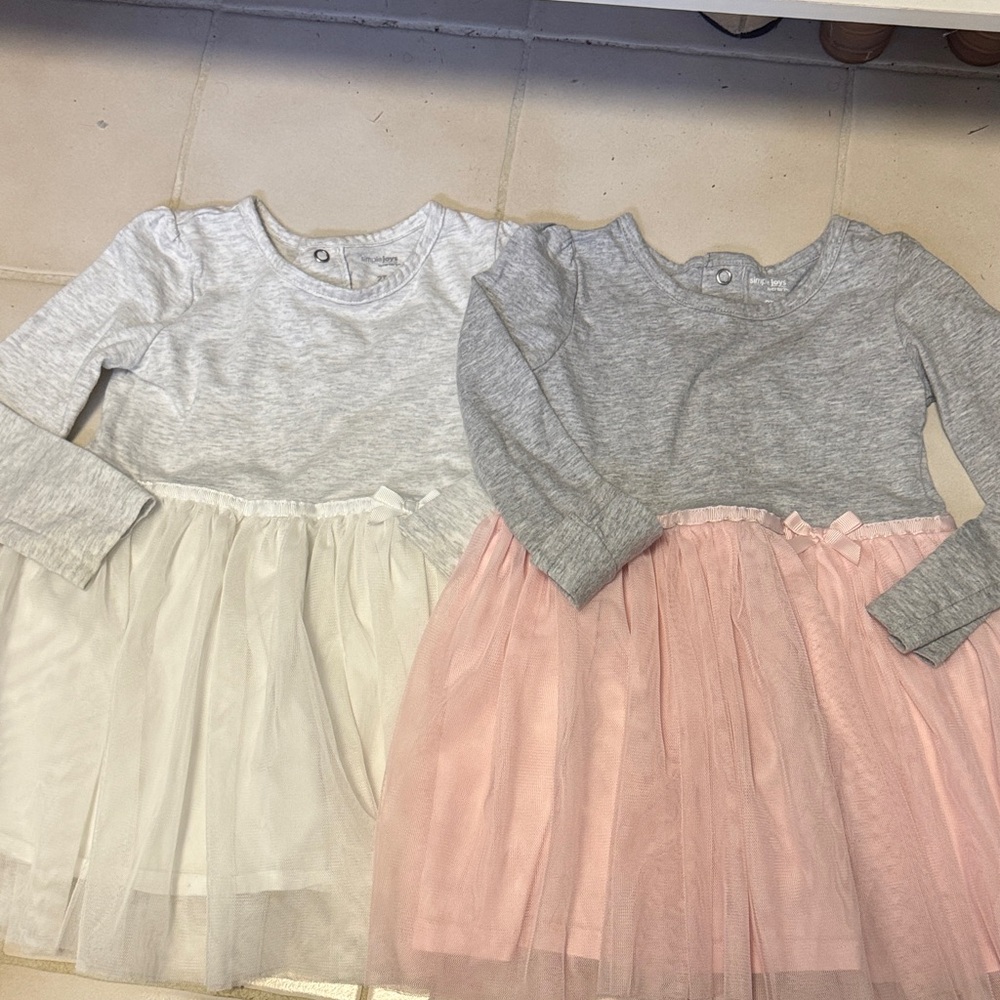 Gray and Pink Kids Casual Dresses